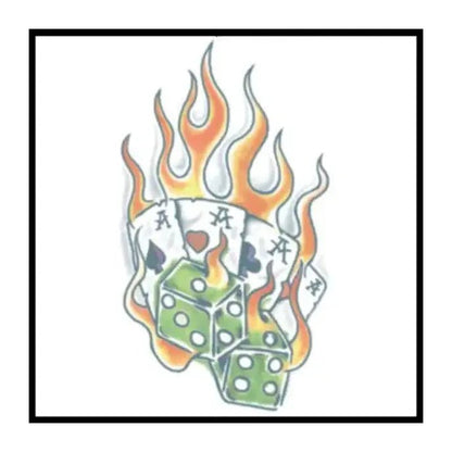 Aces In Flames Biker Temporary Tattoos - Jokers Costume Mega Store