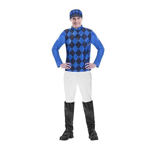 Adult Male Blue & Black Jockey Costume - Jokers Costume Mega Store