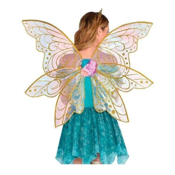 Adult Mythical Glitter Gold Fairy Wings - Jokers Costume Mega Store