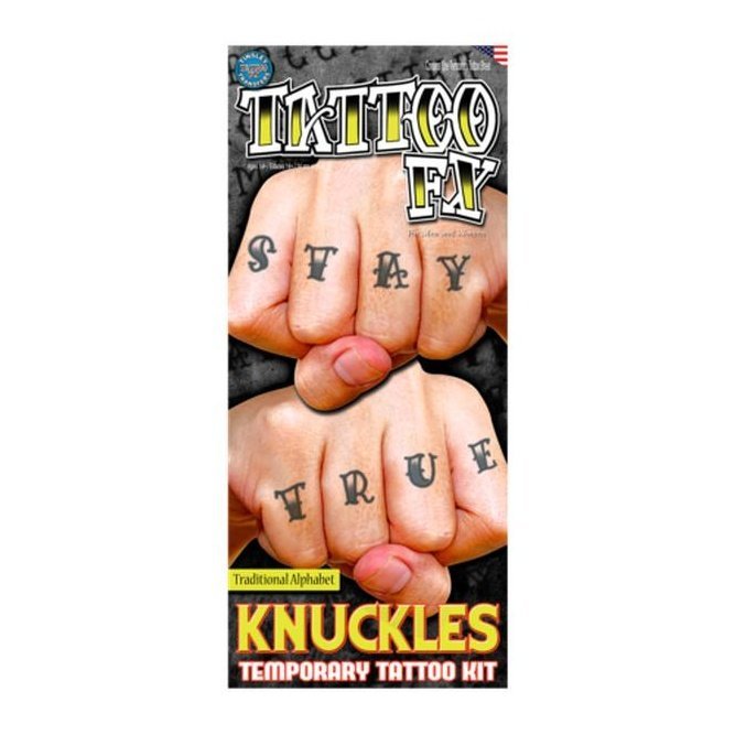 Alphabet Traditional Knuckles Kit Temporary Tattoos - Jokers Costume Mega Store