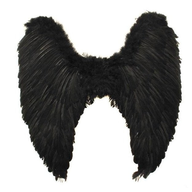 Angel Party Wings Black With Feathers - Jokers Costume Mega Store
