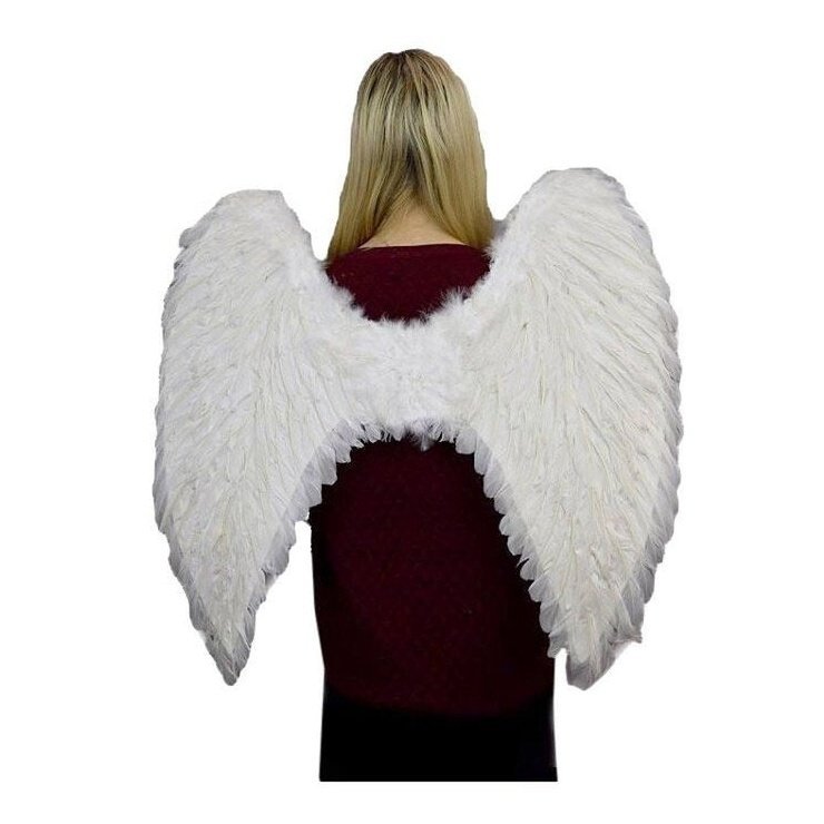 Angel Party Wings White With Feathers - Jokers Costume Mega Store