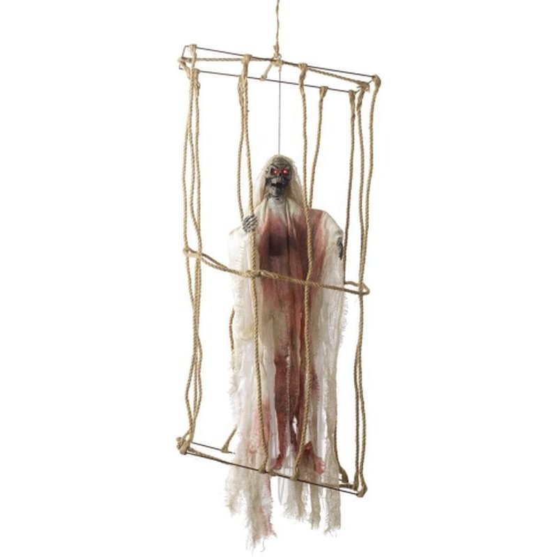 Animated Hanging Caged Skeleton Decoration - Jokers Costume Mega Store