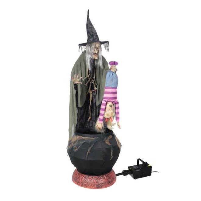 Animated Stew Brew Witch With Kid Prop With Fog Machine - Jokers Costume Mega Store