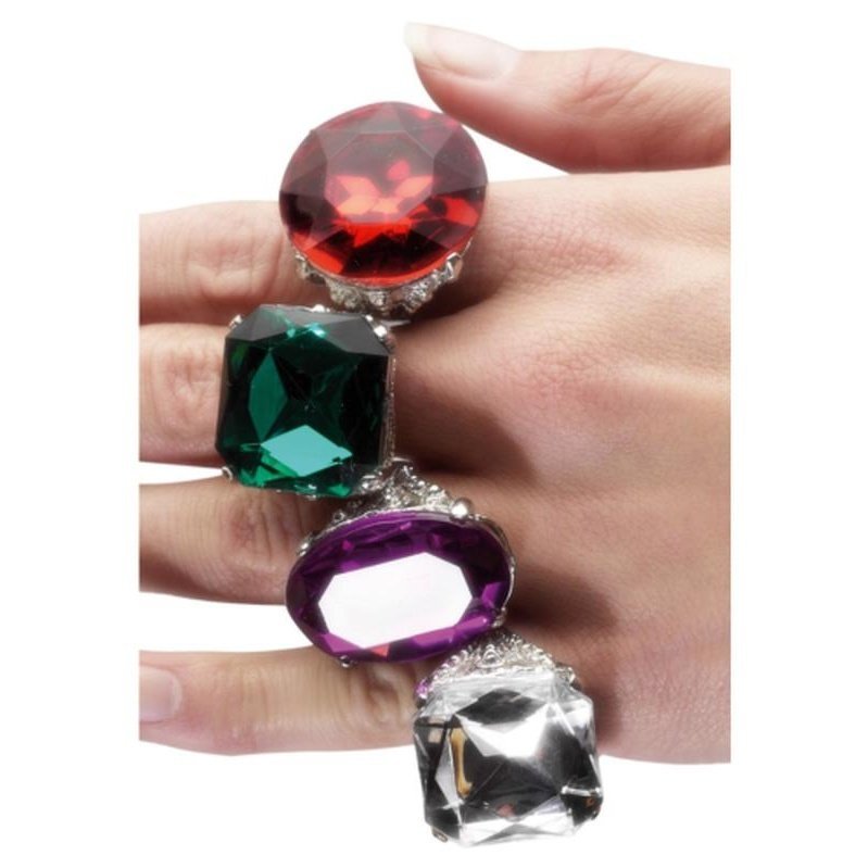Assorted Colourful Jewel Rings - Jokers Costume Mega Store