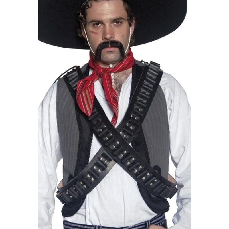 Authentic Western Leather Bandolier Bullet Belt - Jokers Costume Mega Store