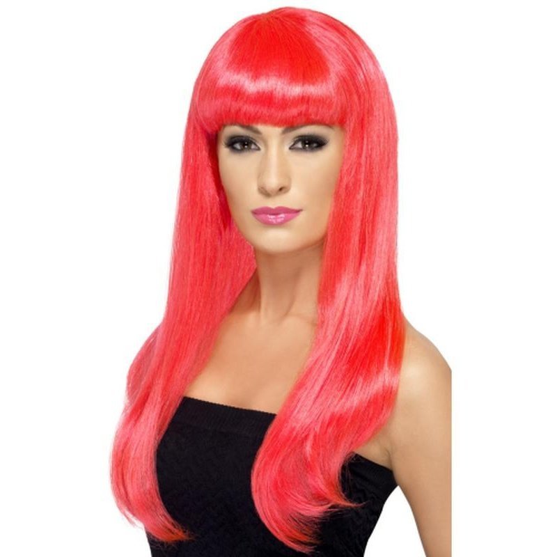 Babelicious Wig - Neon Pink, Long - Jokers Costume Mega Store
