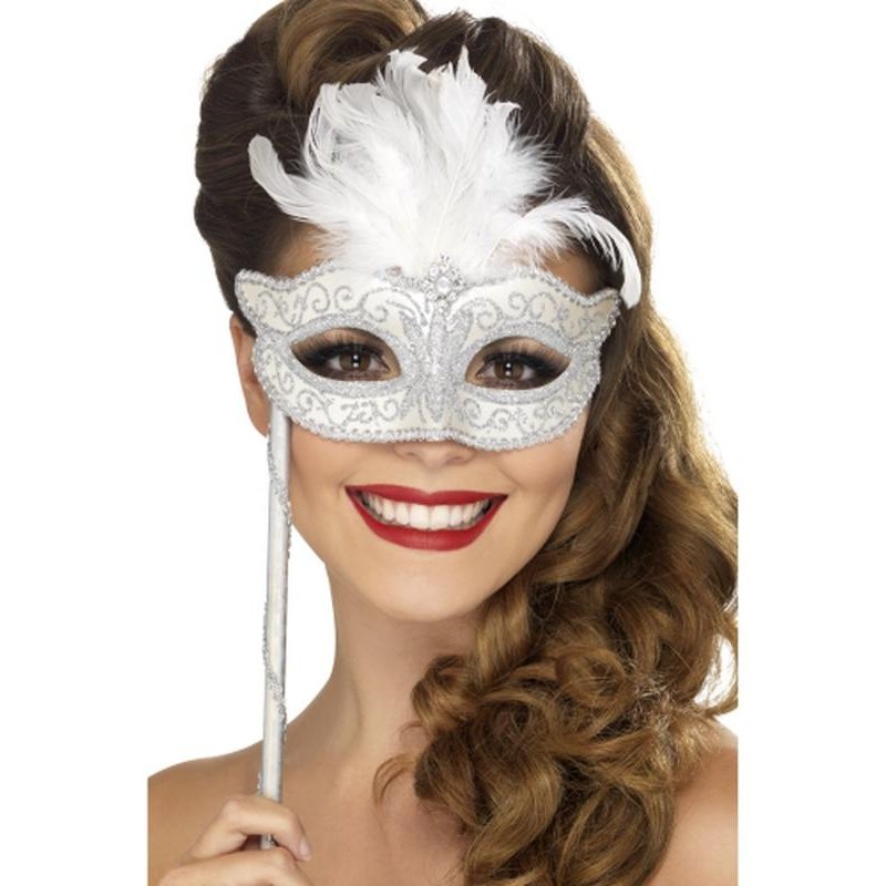 Baroque Fantasy Eyemask, Silver - Jokers Costume Mega Store