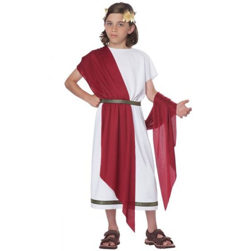 Kid s Basic Toga Costume with Tunic Shawls Gold Headband