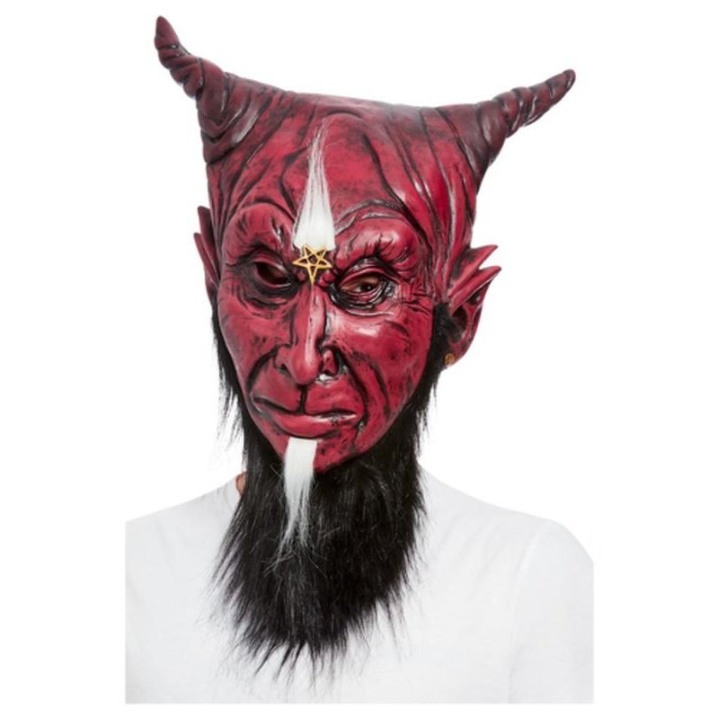Bearded Satanic Devil Overhead Mask, Latex - Jokers Costume Mega Store