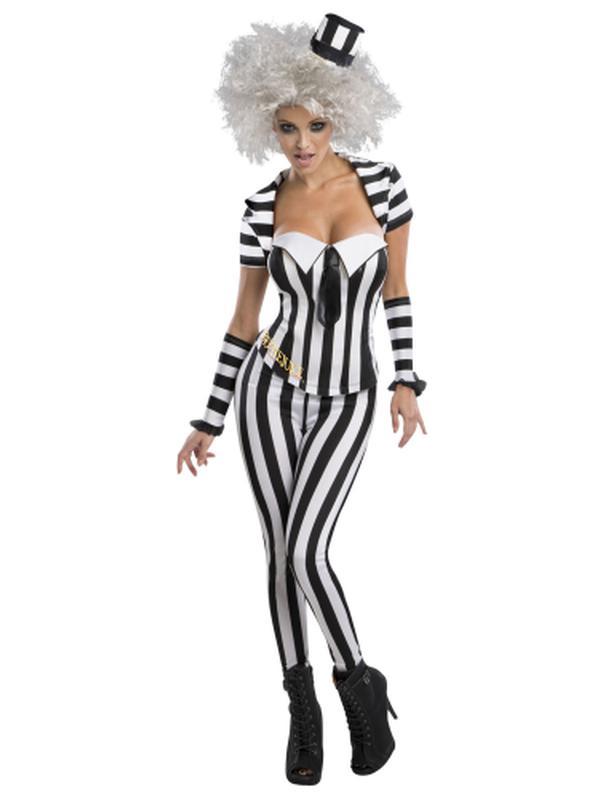Beetlejuice Secret Wishes Blk/Wht Corset Size L - Jokers Costume Mega Store