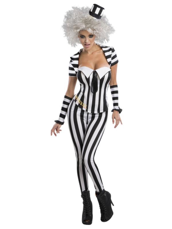 Beetlejuice Secret Wishes Blk/Wht Corset Size L - Jokers Costume Mega Store