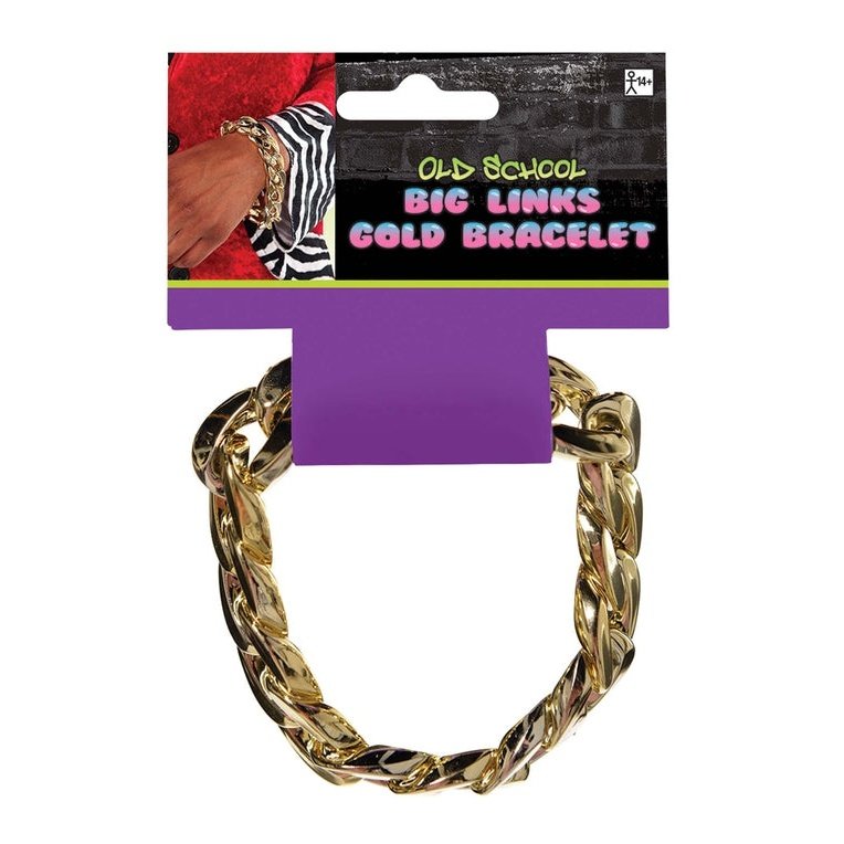 Big Links Bling Gold Bracelet - Jokers Costume Mega Store