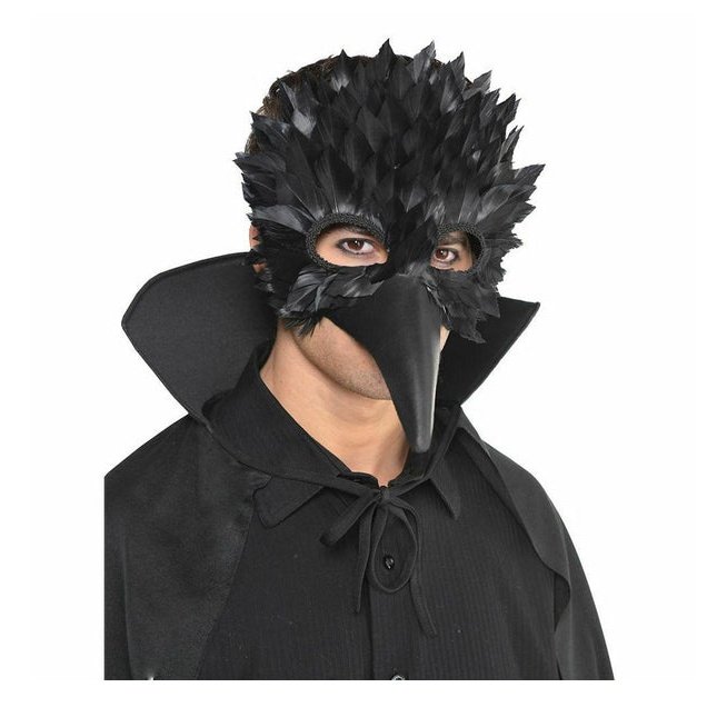 Black Crow Feather Mask - Jokers Costume Mega Store