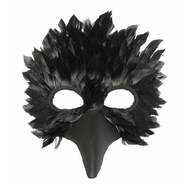 Black Crow Feather Mask - Jokers Costume Mega Store