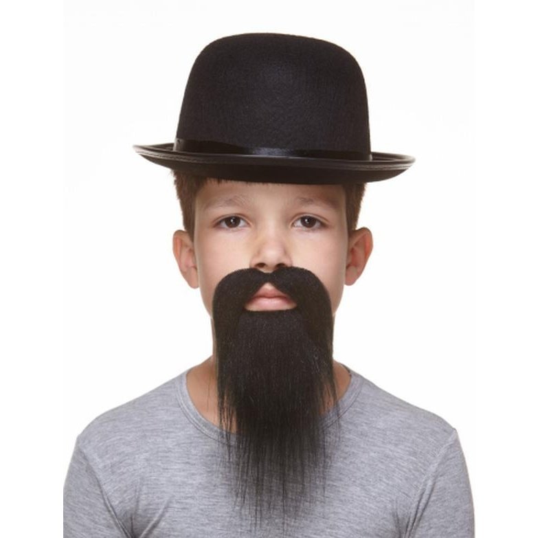 Black Long Beard And Moustache Small - Jokers Costume Mega Store