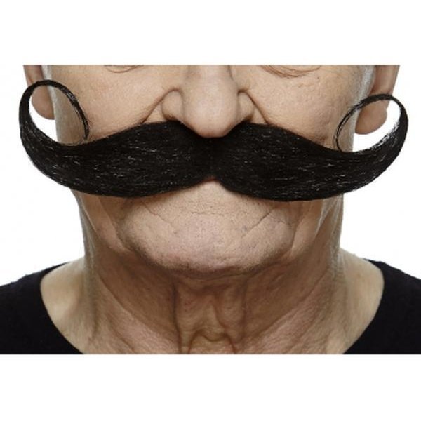 Black Long Handlebar Moustache - Jokers Costume Mega Store