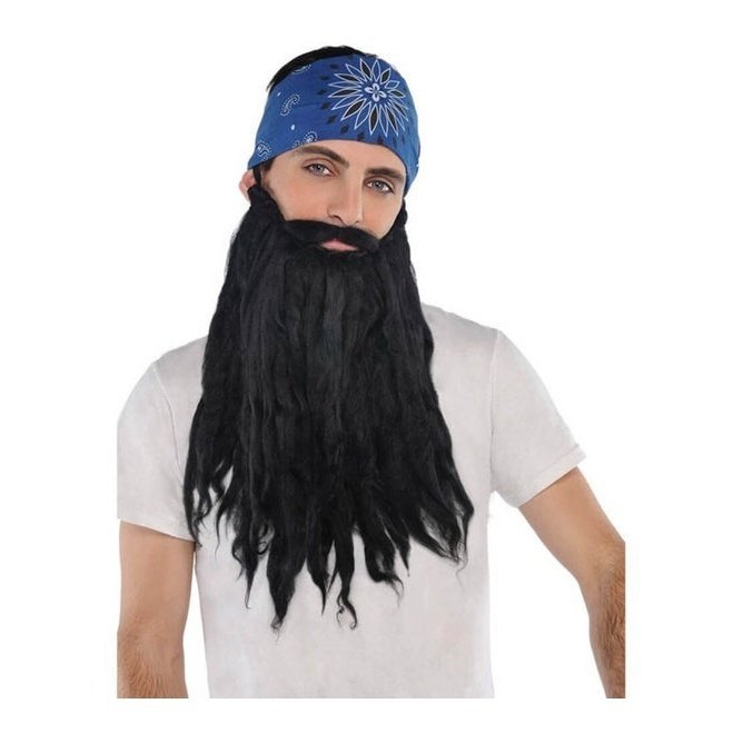 Black Plush Pirate Beard And Moustache - Jokers Costume Mega Store
