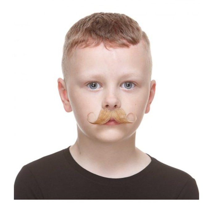 Blonde Short Handlebar Moustache Small - Jokers Costume Mega Store