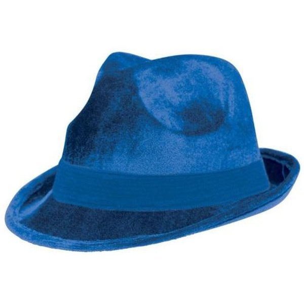 Blue Velour Fedora Hat - Jokers Costume Mega Store