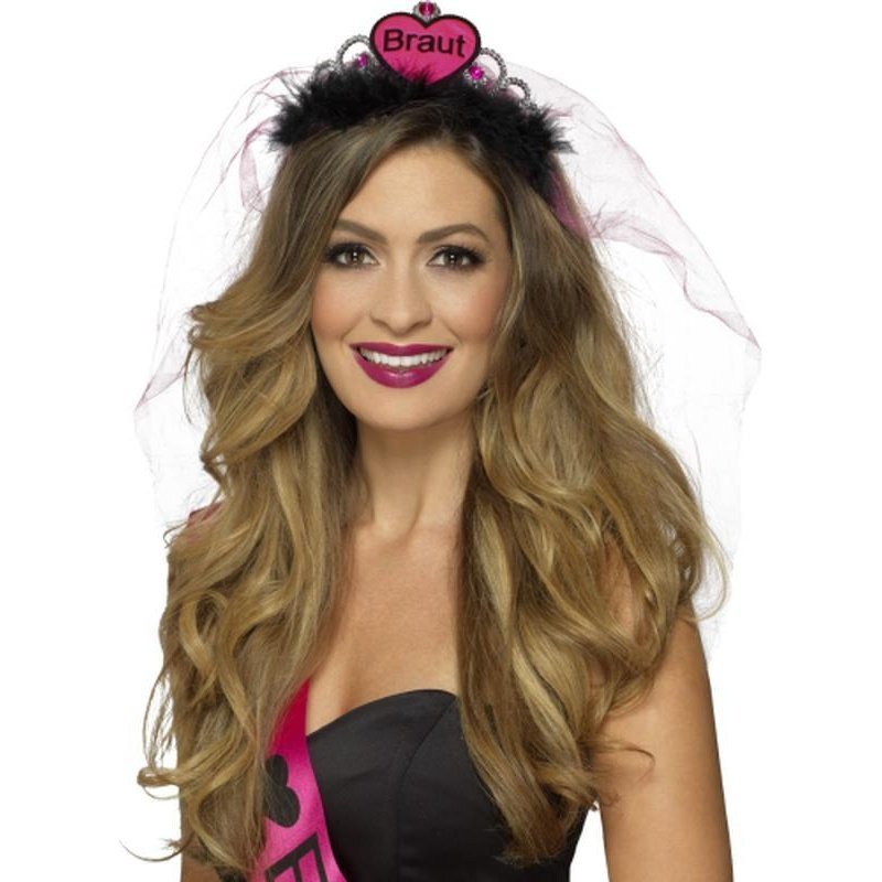 Braut Tiara, Pink And Black - Jokers Costume Mega Store