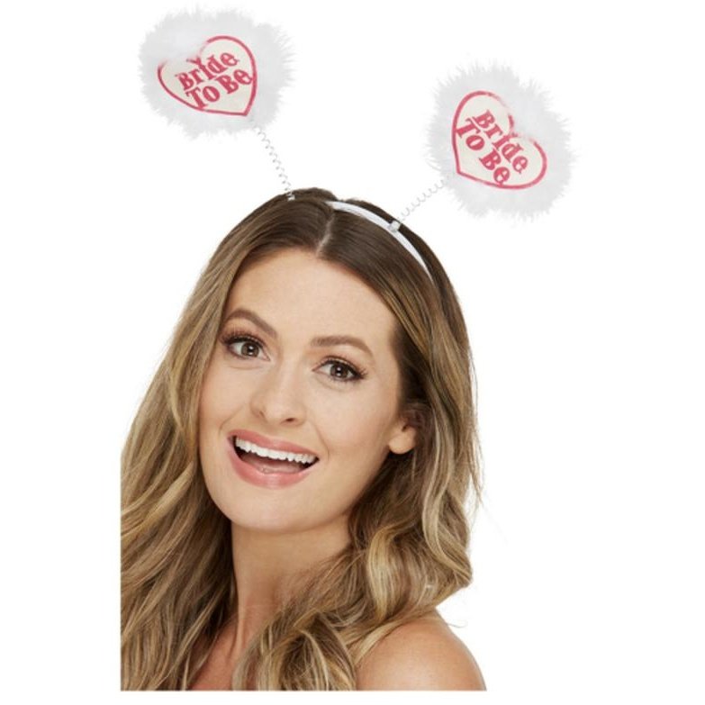 Bride To Be Boppers, White & Pink - Jokers Costume Mega Store