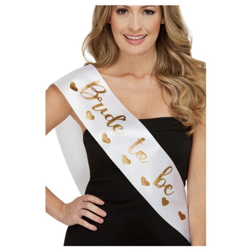 Bride To Be Sash, White - Jokers Costume Mega Store