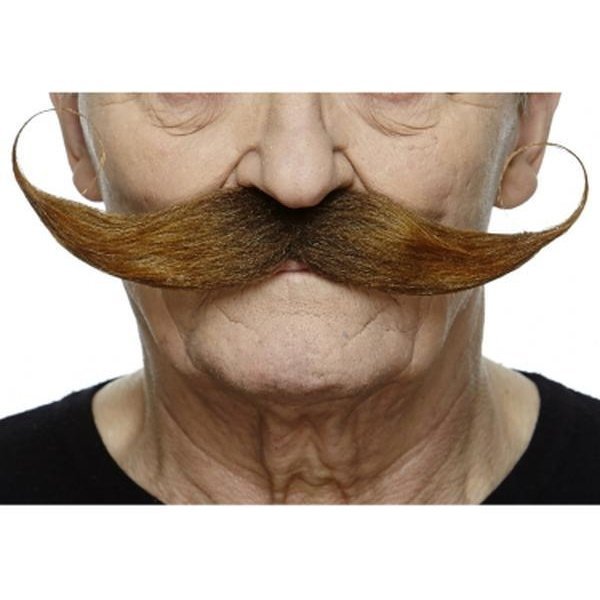 Brown Long Handlebar Moustache - Jokers Costume Mega Store