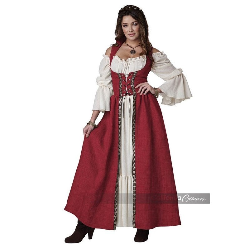 Burgundy Medieval Overdress Adult Costume - Jokers Costume Mega Store