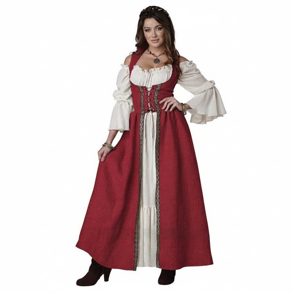 Burgundy Medieval Overdress Adult Costume - Jokers Costume Mega Store