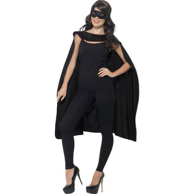 Cape Black With Eyemask - Jokers Costume Mega Store