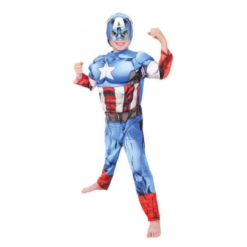 Captain America Avengers Assemble Deluxe - Size 3-5 - Jokers Costume Mega Store