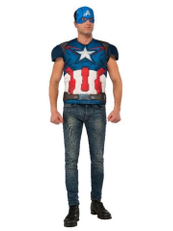 Captain America Costume Top Size Std - Jokers Costume Mega Store
