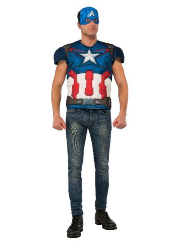Captain America Costume Top Size Xl - Jokers Costume Mega Store
