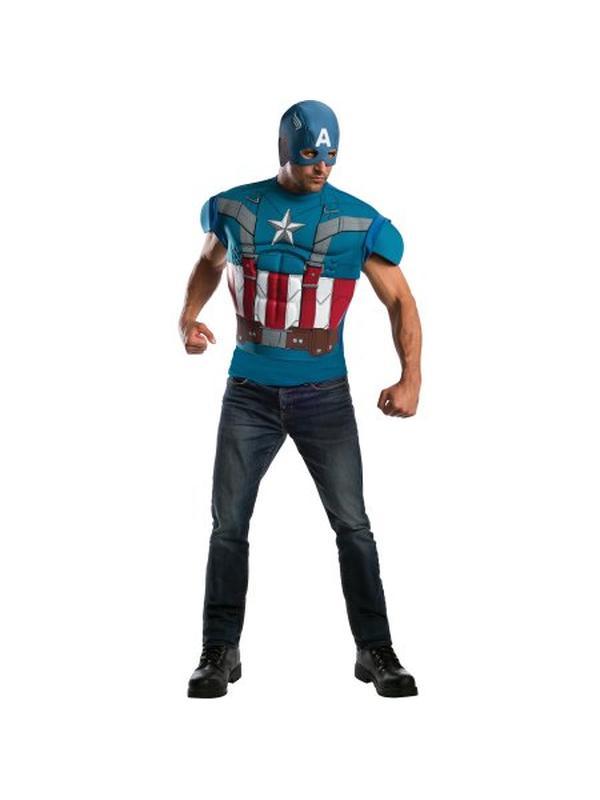 Captain America Retro Costume Top Size Std - Jokers Costume Mega Store