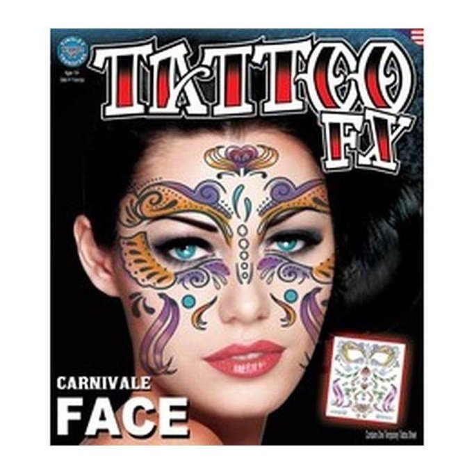 Carnivale' Face Full Face Temporary Tattoo - Jokers Costume Mega Store