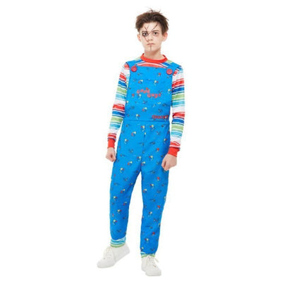 Chucky Costume, Blue, Dungarees & Top - Jokers Costume Mega Store