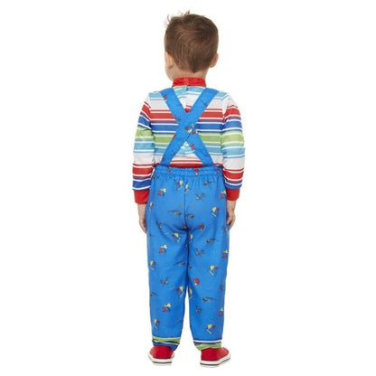Chucky Costume, Blue, Top & Printed Dungarees - Jokers Costume Mega Store