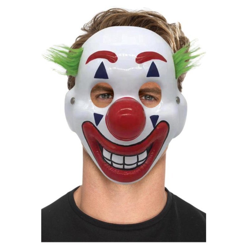 Clown Mask, Pvc, With Hair & Elastic Strap - Jokers Costume Mega Store