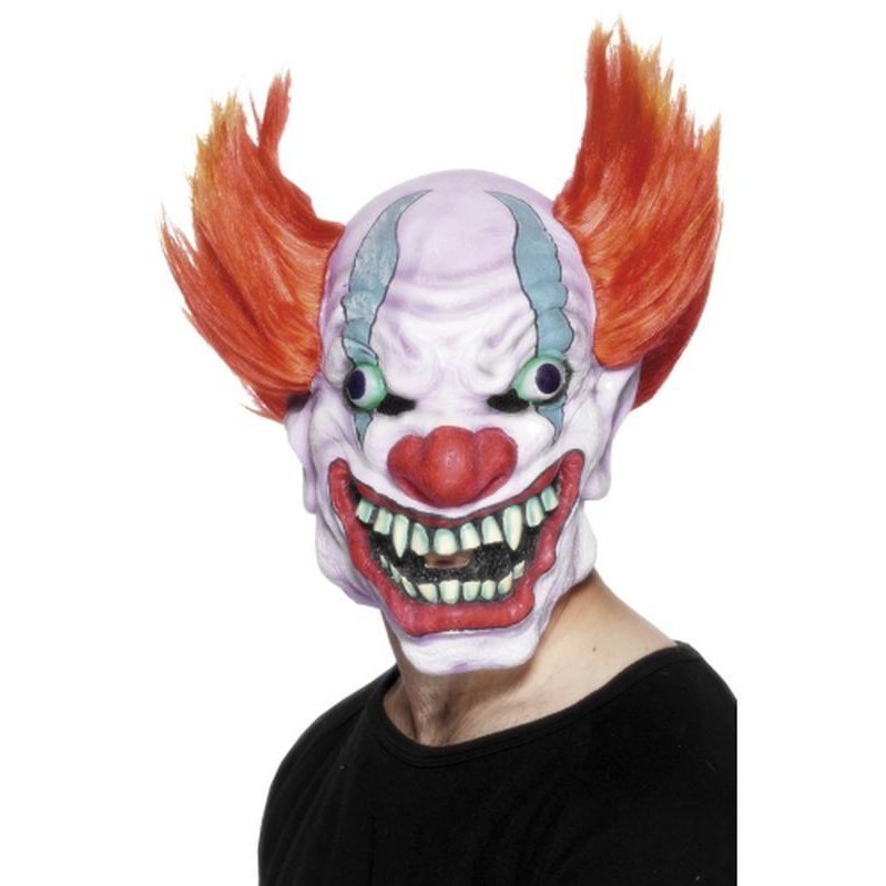 Clown Mask, White, Overhead, Latex - Jokers Costume Mega Store