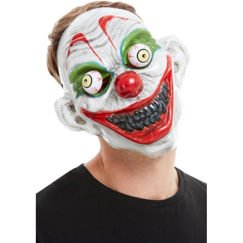 Clown Mask, White, Pvc, With Moving Eyes - Jokers Costume Mega Store
