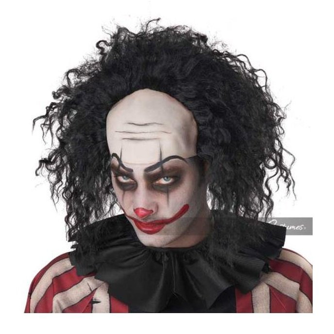 Clown Pattern Baldness Bald Cap Wig Black - Jokers Costume Mega Store