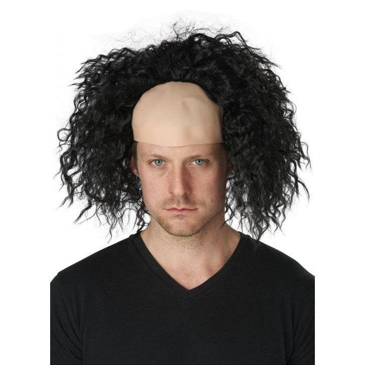 Clown Pattern Baldness Bald Cap Wig Black - Jokers Costume Mega Store