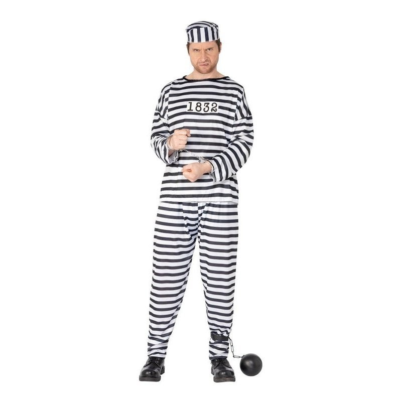 Convict Costume, Black & White - Jokers Costume Mega Store
