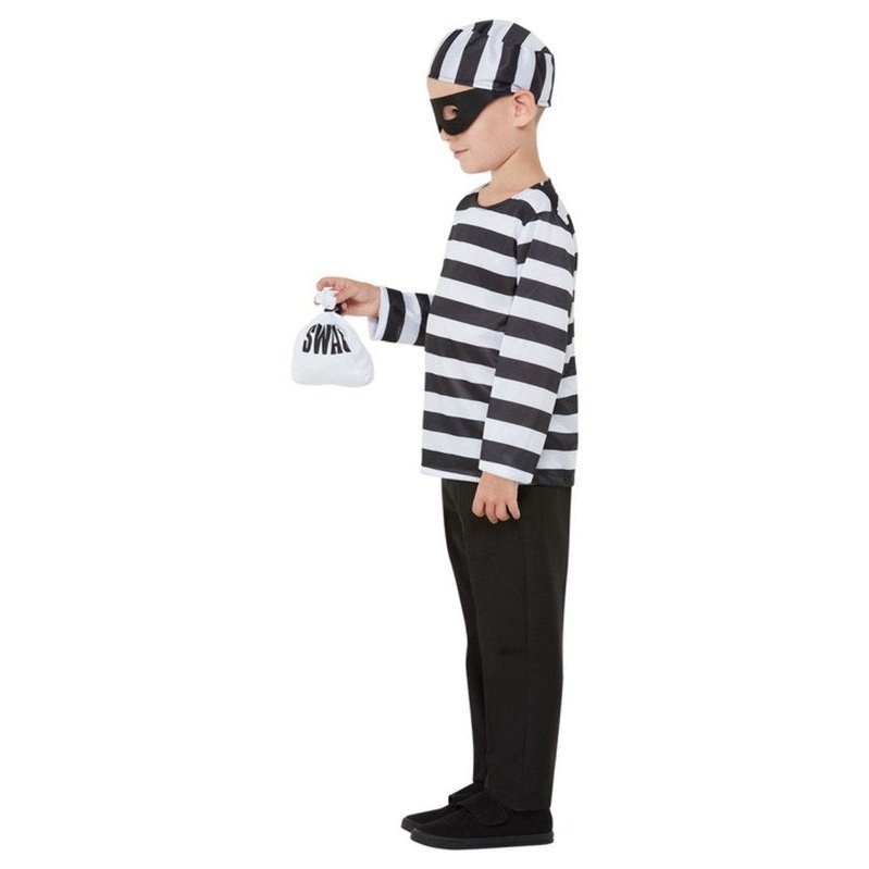 Convict Costume, Black & White, Eyemask, Hat & Swag Bag - Jokers Costume Mega Store
