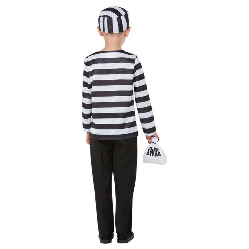 Convict Costume, Black & White, Eyemask, Hat & Swag Bag - Jokers Costume Mega Store