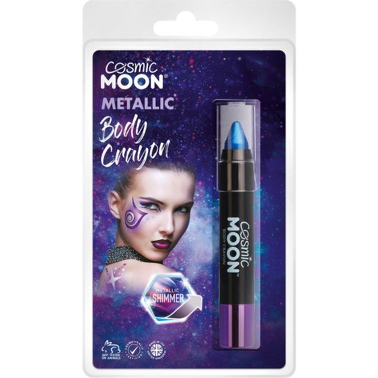 Cosmic Moon Metallic Body Crayons, Blue, Glamshell-Make up and Special FX-Jokers Costume Mega Store