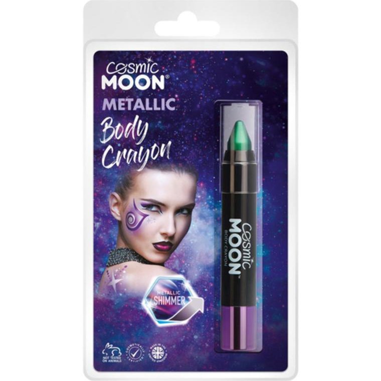 Cosmic Moon Metallic Body Crayons, Green, Glamshell-Make up and Special FX-Jokers Costume Mega Store