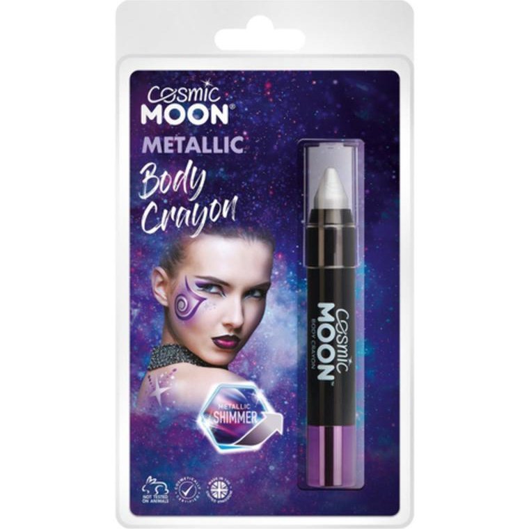 Cosmic Moon Metallic Body Crayons, Silver, Glamshell-Make up and Special FX-Jokers Costume Mega Store