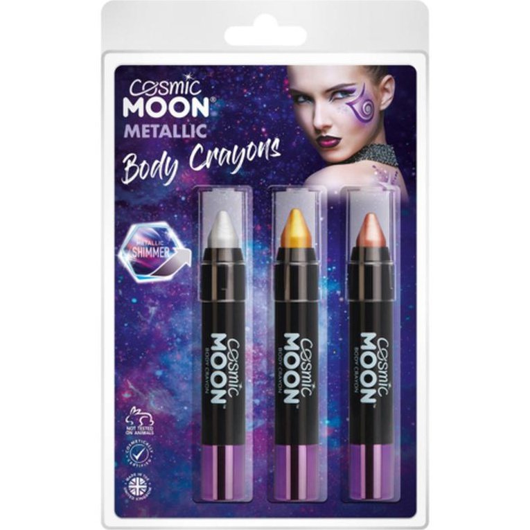 Cosmic Moon Metallic Body Crayons, Silver, Gold, Rose Gold-Make up and Special FX-Jokers Costume Mega Store